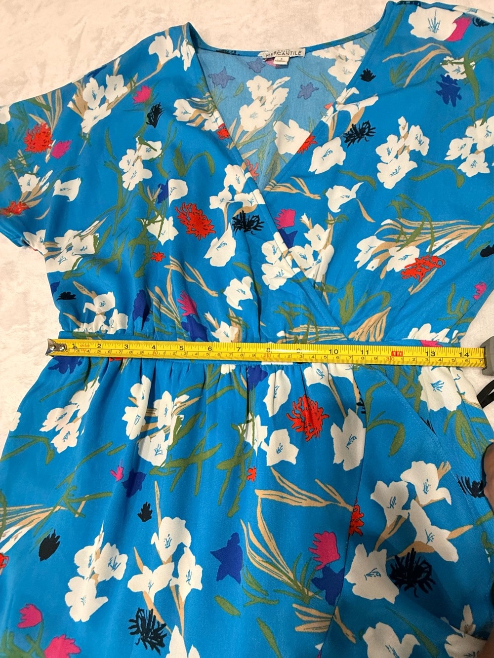 J. Crew Bright Blue Floral Wrap Midi Dress Size S fit S/M - Picture 4 of 10